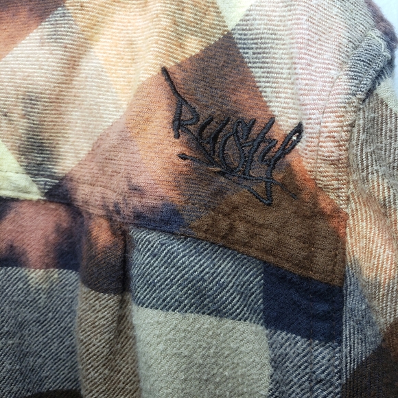 Custom Bleach Distressed Rusty Plaid Button Down - Picture 5 of 5